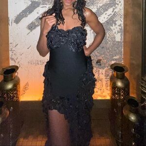 FASHIONNOVA LUXE Leila Bandage Mini Dress - Black